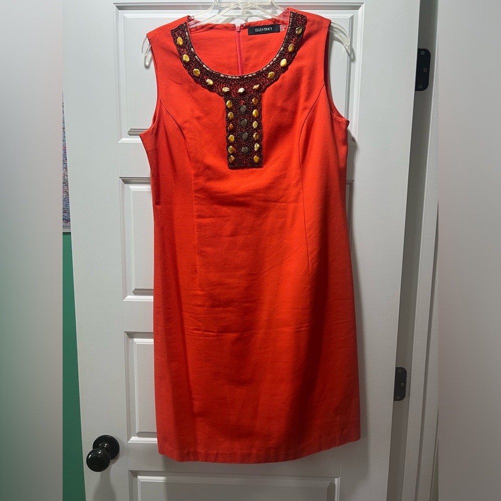 ELLEN TRACY Orange short summer dress
